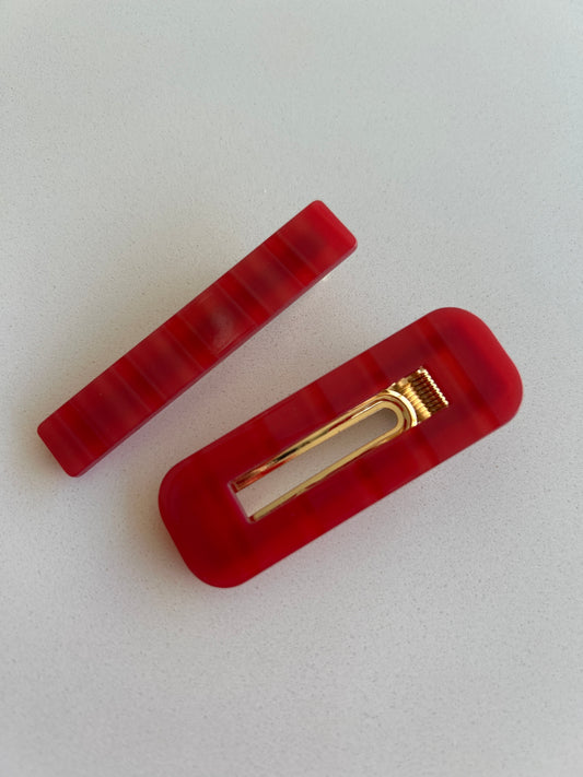 Dupla Hair Clip Acetato Vermelho